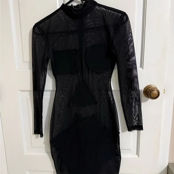 Vintage 80’s Club Kid Goth Black Mesh Sheer Dress Size 2-4 Excellent Condition